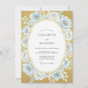 Convites Casamento Rosa Dourada Azul Pó