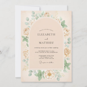 Convites Casamento Rosa Dourada de Champanhe e Damasco