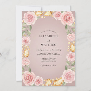 Convites Casamento Rosa Dourada Mauve Suave