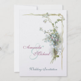 Convites Casamento rosa e azul esqueça-me-nots