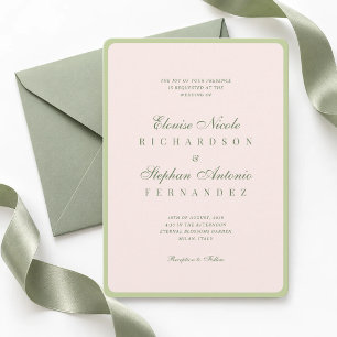 Convites Casamento Rosa e Verde Vintage Tudo em Um Old Mone