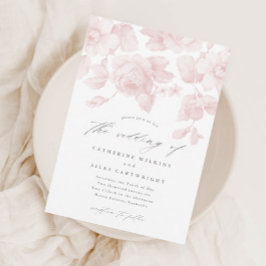 Convites Casamento Rosa em Grafia Floral Elegante