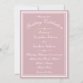 Convites Casamento Rosa Empoeirado Branco Script Tudo Em Um