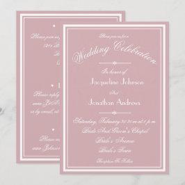 Convites Casamento Rosa Empoeirado Branco Script Tudo Em Um