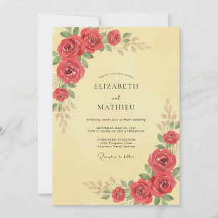 Convites Casamento Rosa Escarlate com Buttercream