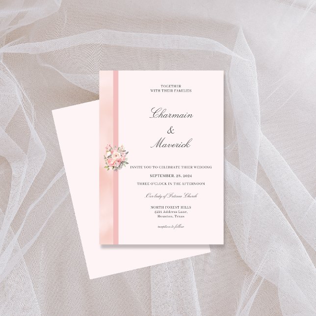 Convites Casamento Rosa Floral (Criador carregado)