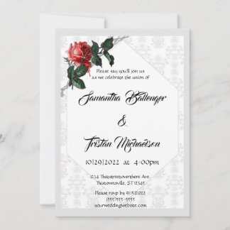 Convites Casamento Rosa Gothic com Barbed Wire Damask