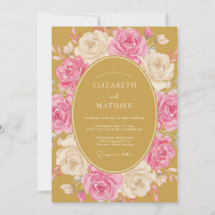 Convites Casamento Rosa Graciosa Amarela Mostarda