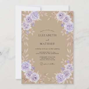 Convites Casamento Rosa Lavanda Bege