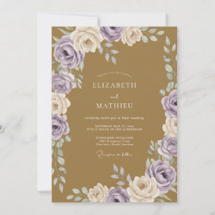 Convites Casamento Rosa Lavanda Mostarda