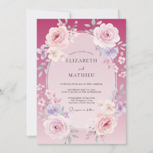Convites Casamento Rosa Lilás Magenta