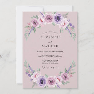 Convites Casamento Rosa Lilás Malva