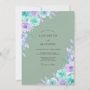 Convites Casamento Rosa Lilás Turquesa