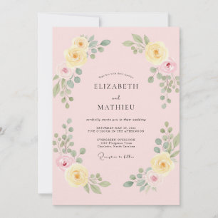 Convites Casamento Rosa Limão Pálido
