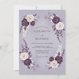 Convites Casamento Rosa Luxuoso Ameixa