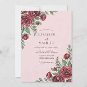 Convites Casamento Rosa Macio Maroon Fern