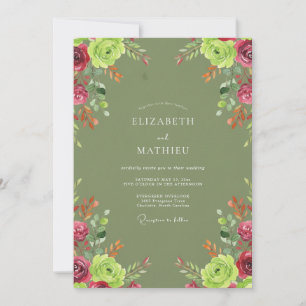 Convites Casamento Rosa Magenta Oliva