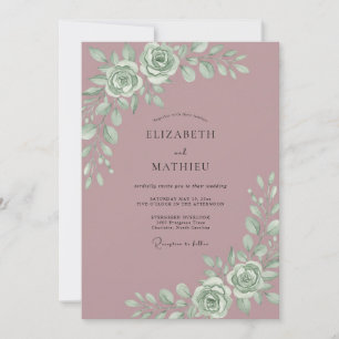 Convites Casamento Rosa Majestoso Malva