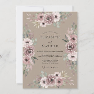 Convites Casamento Rosa Malva Bege