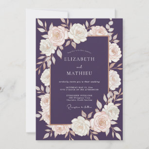 Convites Casamento Rosa Marfim Ameixa