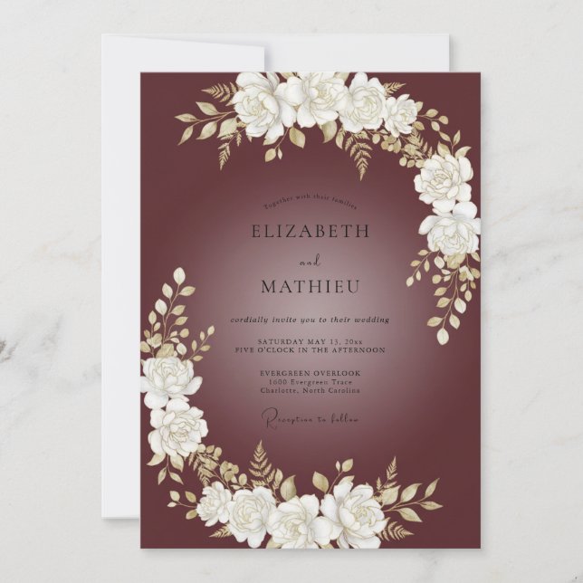 Convites Casamento Rosa Marfim Marrom (Frente)