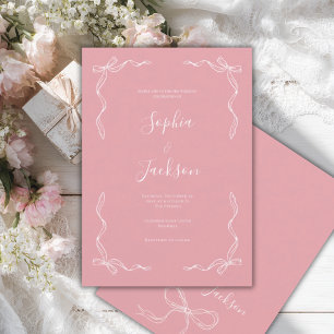 Convites Casamento Rosa Mauve Vintage Francês Desenhado à M