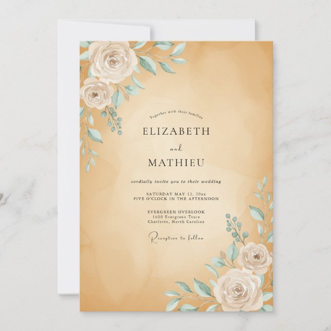 Convites Casamento Rosa Menta Ocre (Frente)