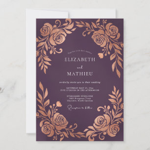 Convites Casamento Rosa Metálico Ameixa