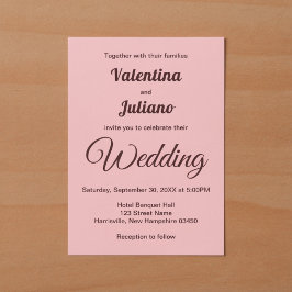 Convites Casamento Rosa Minimalista Com Texto Burgundy Escu
