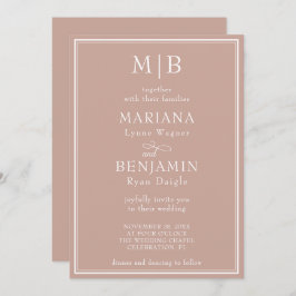 Convites Casamento Rosa Minimalista Moderno