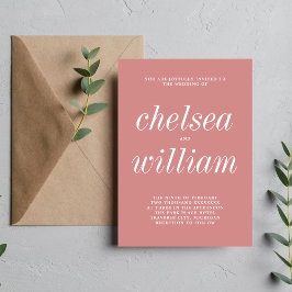 Convites Casamento Rosa Minimalista Verdadeiro Simplicidade