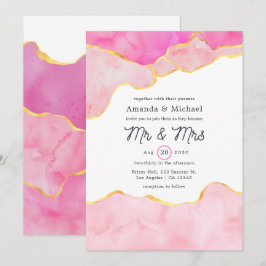 Convites Casamento rosa, negro e Dourado