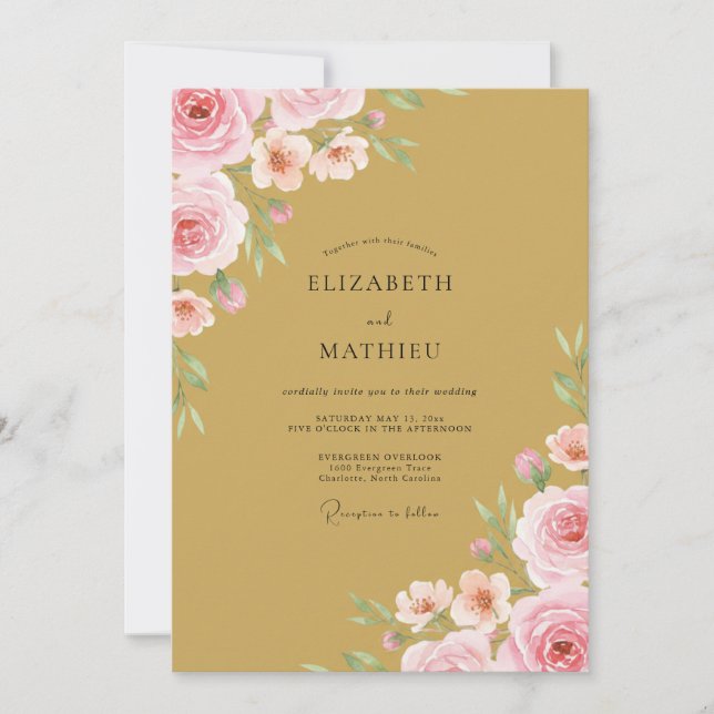 Convites Casamento Rosa Ochre (Frente)