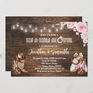 Convites Casamento rosa ocidental do seu e do seu Chá Barn