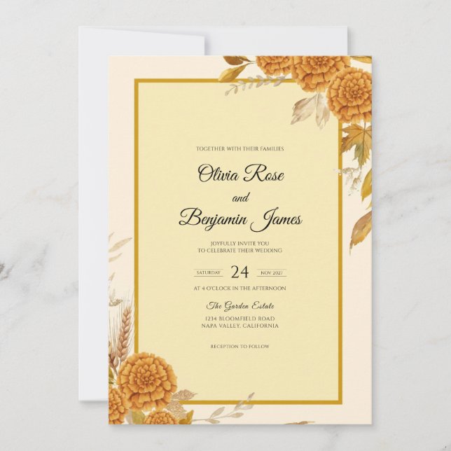 Convites Casamento Rosa Ocre Mel (Frente)