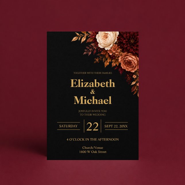 Convites Casamento Rosa Ouro Preto (Criador carregado)