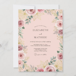 Convites Casamento Rosa Pastel Gracioso Rosa