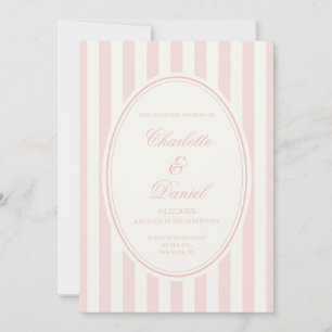 Convites Casamento Rosa Pastel Personalizado com Listras
