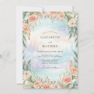 Convites Casamento Rosa Periwinkle Aquática