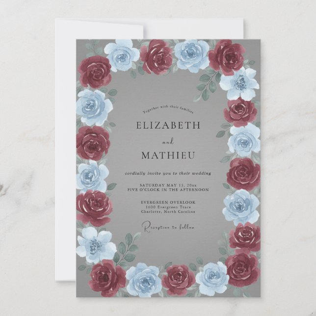 Convites Casamento Rosa Periwinkle Marrom (Frente)