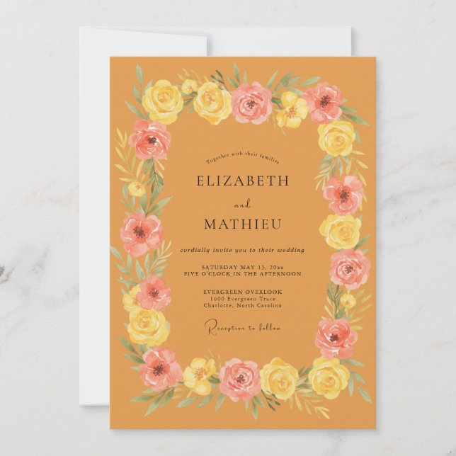 Convites Casamento Rosa Pétala Ócre (Frente)