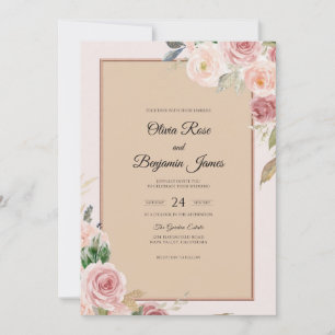 Convites Casamento Rosa Pintada com Champanhe