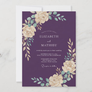 Convites Casamento Rosa Pintura em Plum