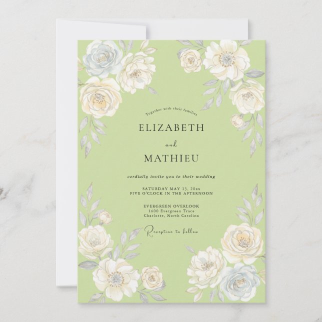 Convites Casamento Rosa Pistache (Frente)