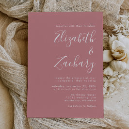 Convites Casamento Rosa Po dusty com Letra Moderna