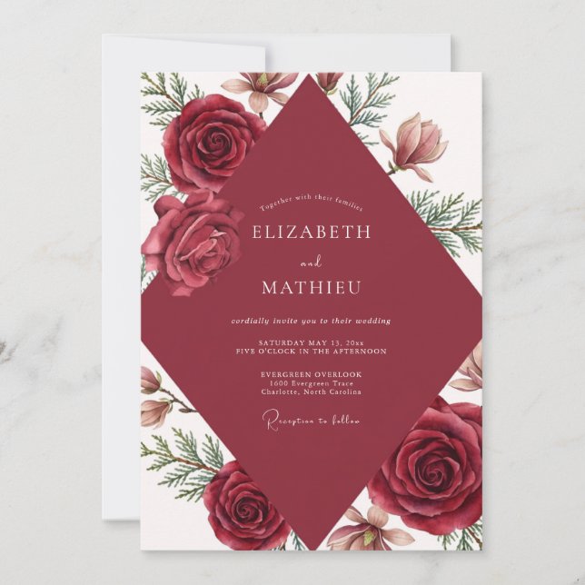 Convites Casamento Rosa Quente Marrom (Frente)