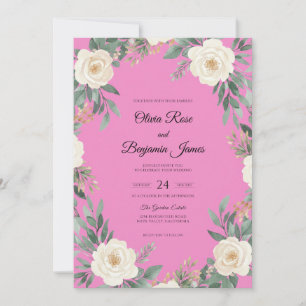 Convites Casamento Rosa Quente Rosa
