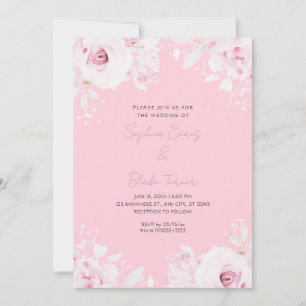 Convites Casamento Rosa Romântico Rosas de Verão Pastel Ros