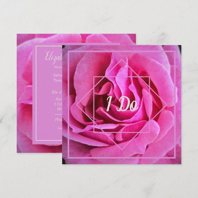 Convites Casamento Rosa Rosa (Frente/Verso)