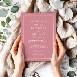 Convites Casamento Rosa-Rosa Elegante